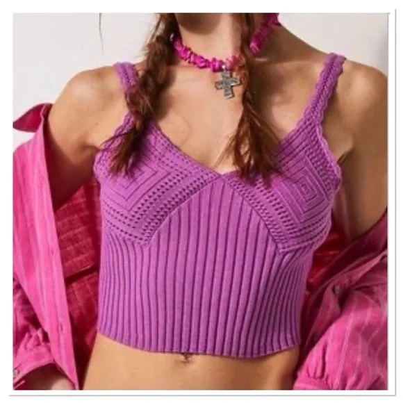 Free People Take Me Home Swit Cami Knit Tank Top Purple Size Small - Picture 4 of 7